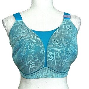 💥2/$15 Cacique turquoise lace & mesh no wire full coverage bra size 32H